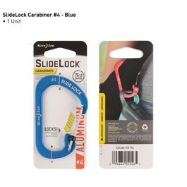 Mosqueton Aluminio Slidelock #4 Cierre Seguridad 34Kg Nite Ize - Azul