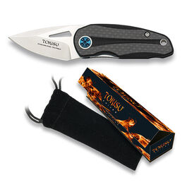 Navaja Con rodamiendos  y Fibra Carbono con funda H5cm Tokisu - Negro